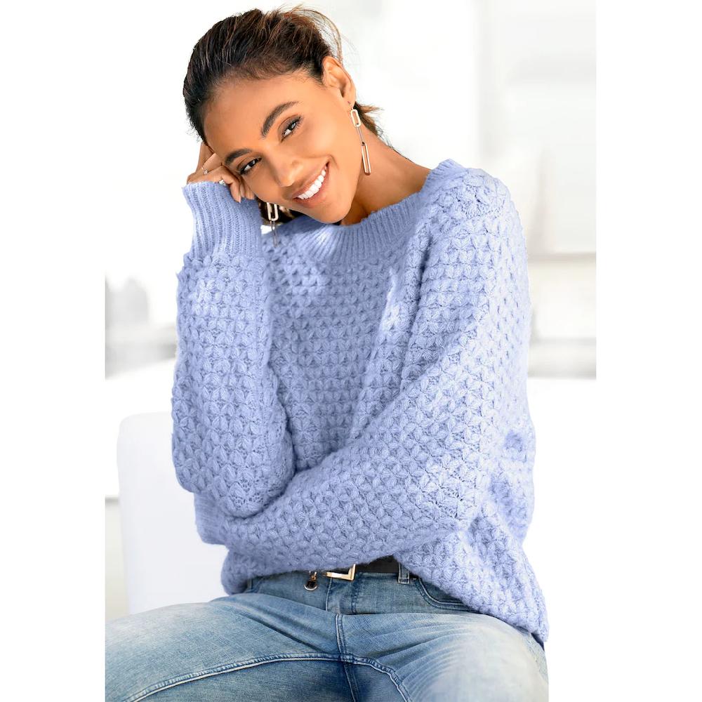 Vivance Rundhalspullover mit besonderem Strickmuster lockere Passform Black Friday Preise
