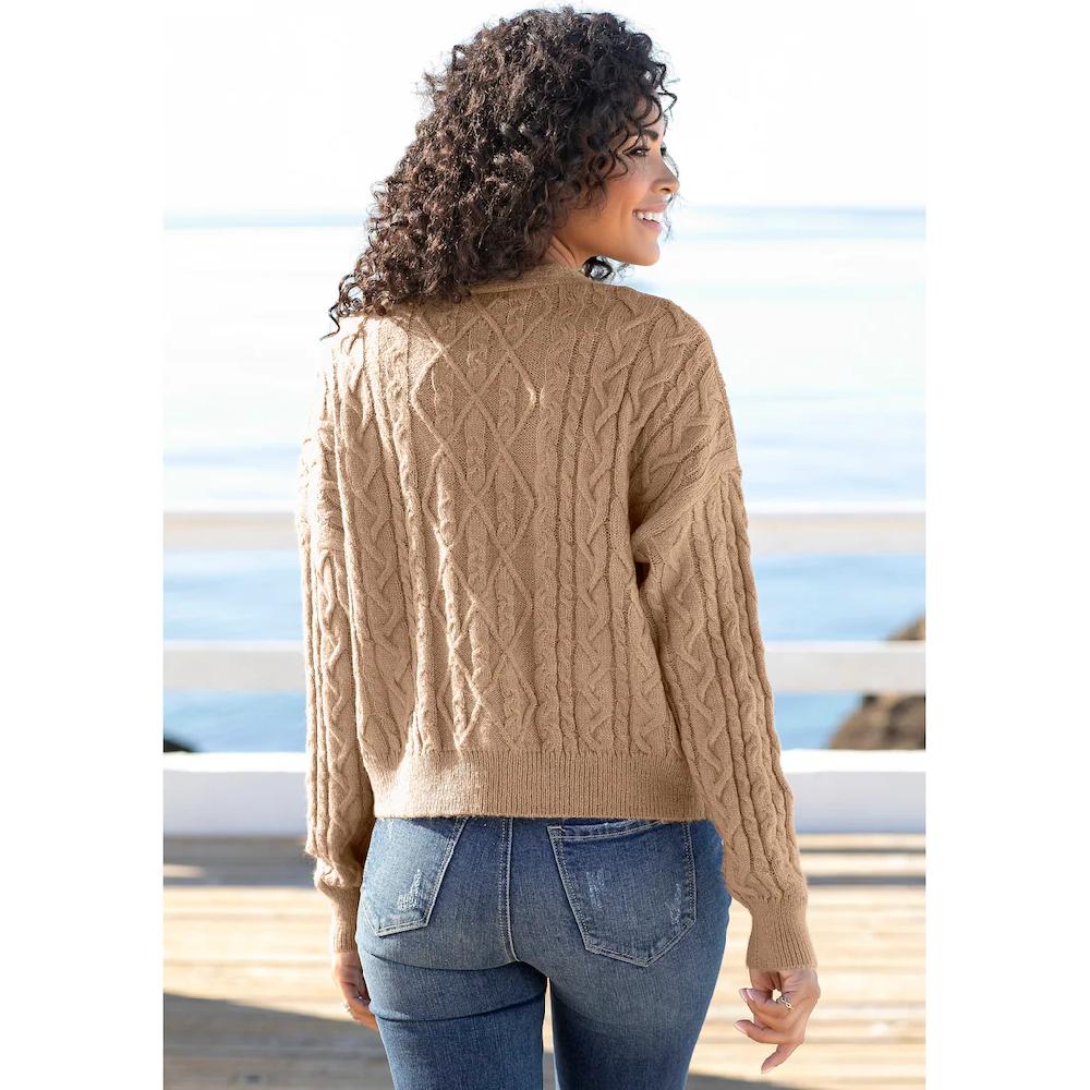 LASCANA Strickjacke mit Zopfmuster kuschelweicher Cardigan lässig Rabatt