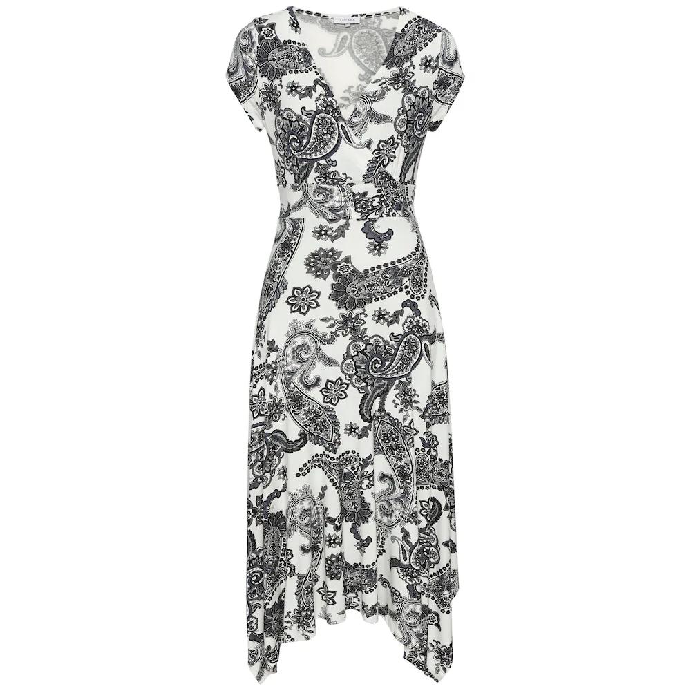 LASCANA Sommerkleid mit Zipfelsaum und Schleife in der Taille Strandkleid Paisley-Muster Saisonschlussverkauf