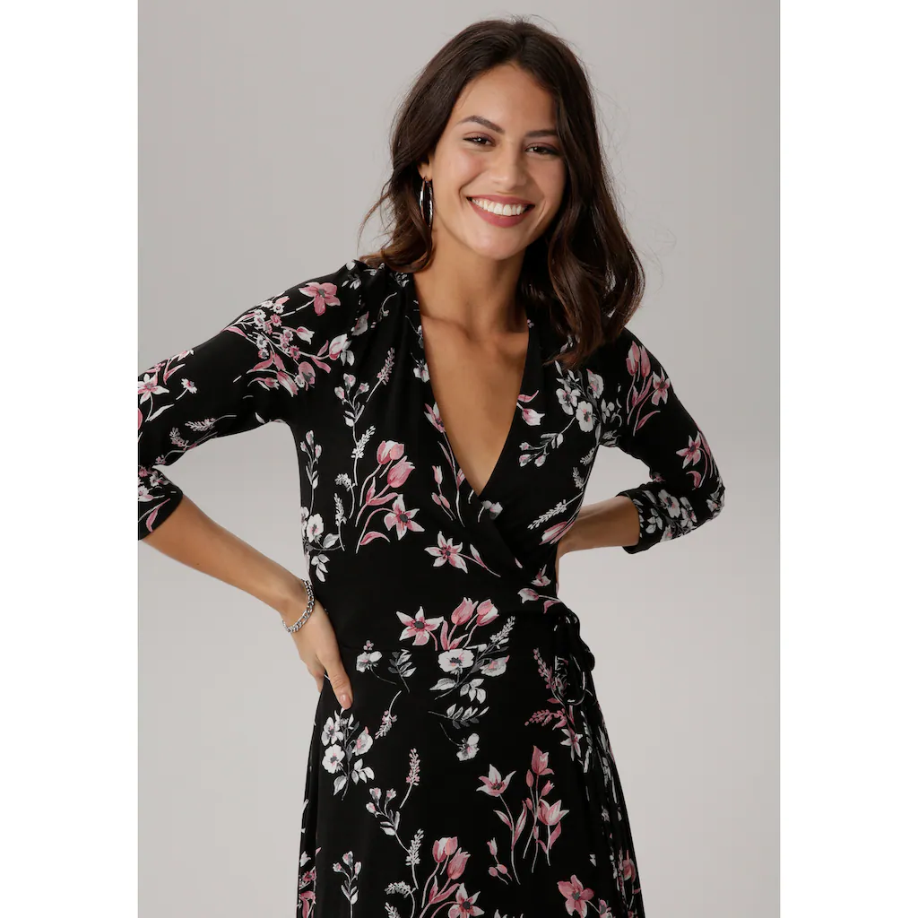 Laura Scott Jerseykleid figurbetonter Schnitt geblümtes Design aus Single Jersey Weihnachtsangebot