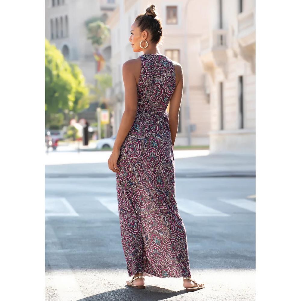 LASCANA Maxikleid mit Paisleymuster und verstellbarem Ausschnitt Sommerkleid Lagerräumung