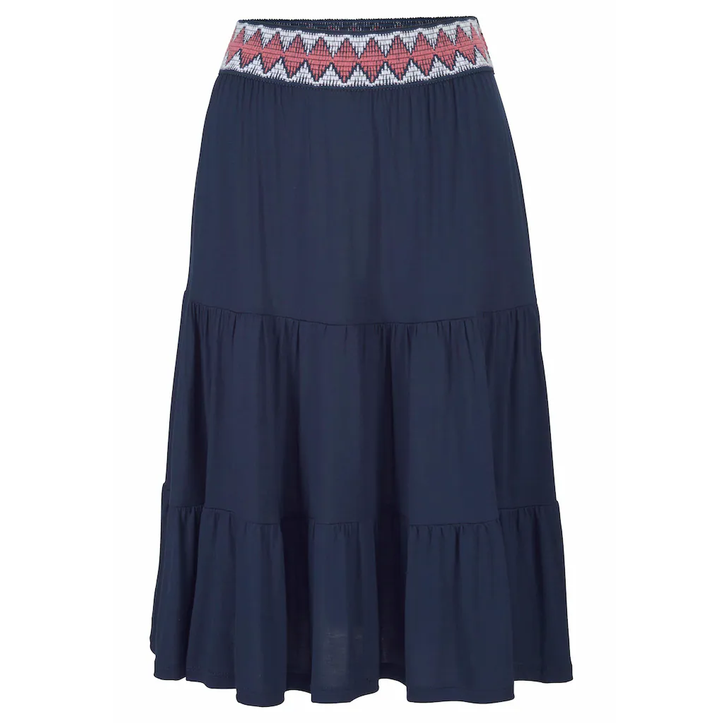 s.Oliver Jerseyrock mit Volants luftiger Midirock Sommerrock Super Sparpreis