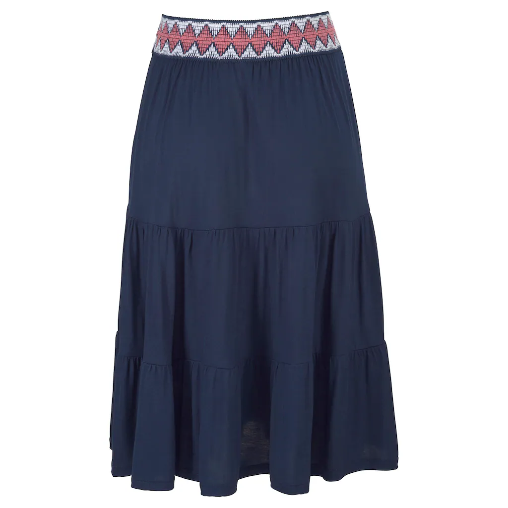 s.Oliver Jerseyrock mit Volants luftiger Midirock Sommerrock Super Sparpreis