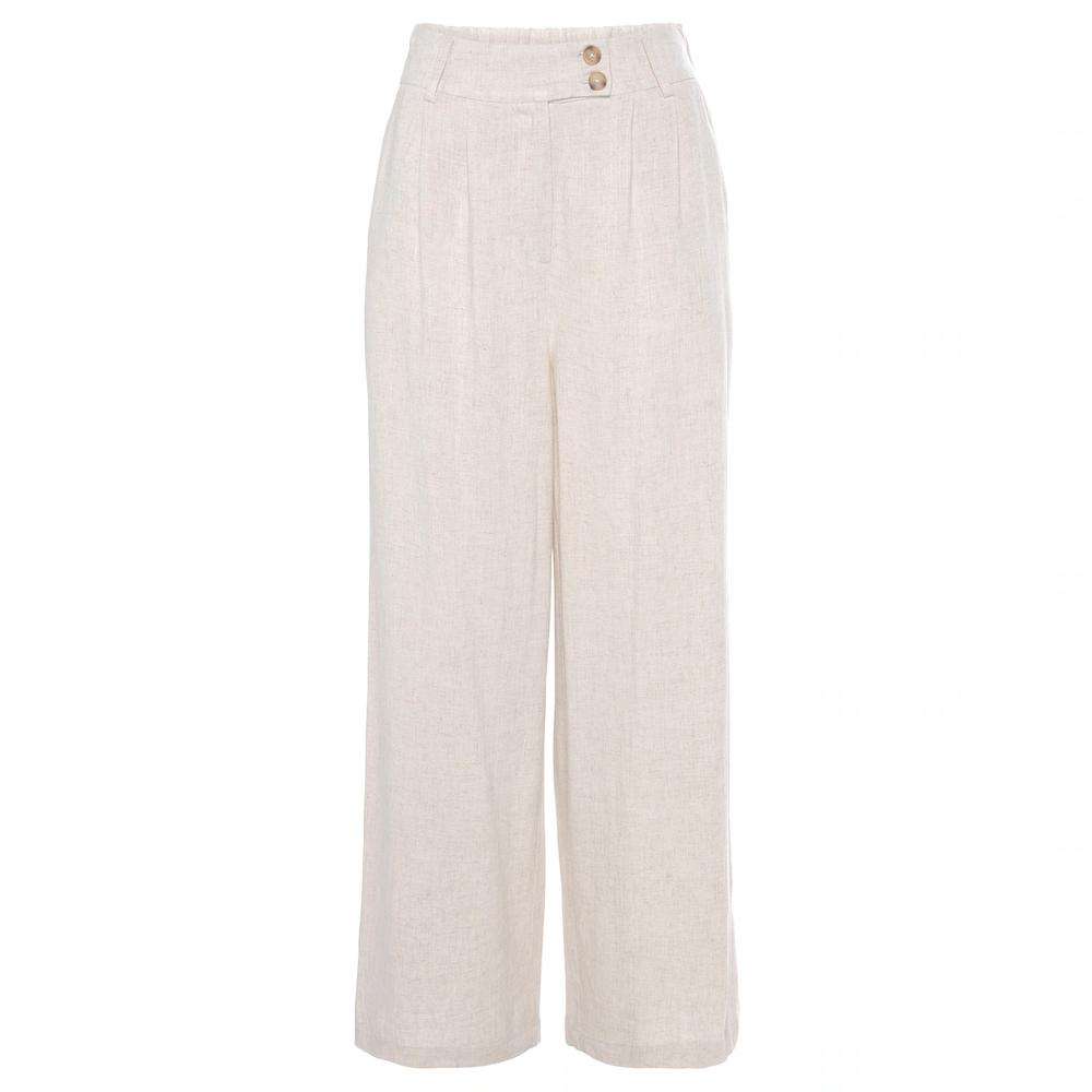 LASCANA Bundfaltenhose mit Taschen und Knopfdetail weites Bein Leinenhose Sommerhose Kostenlose Rückgabe