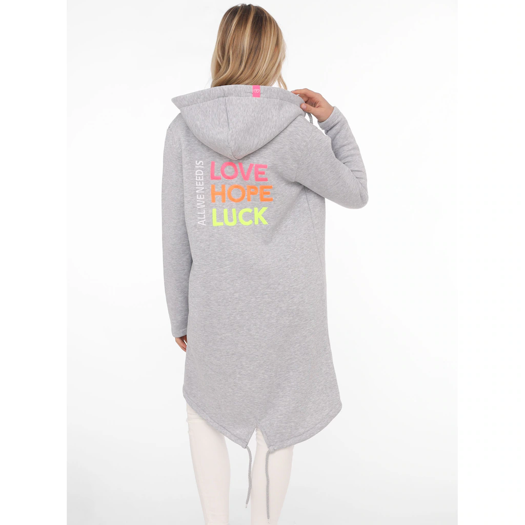 Zwillingsherz Kapuzensweatjacke mit Kapuze Rückenprint und kleinere Frontprints Bis zu 50% Rabatt