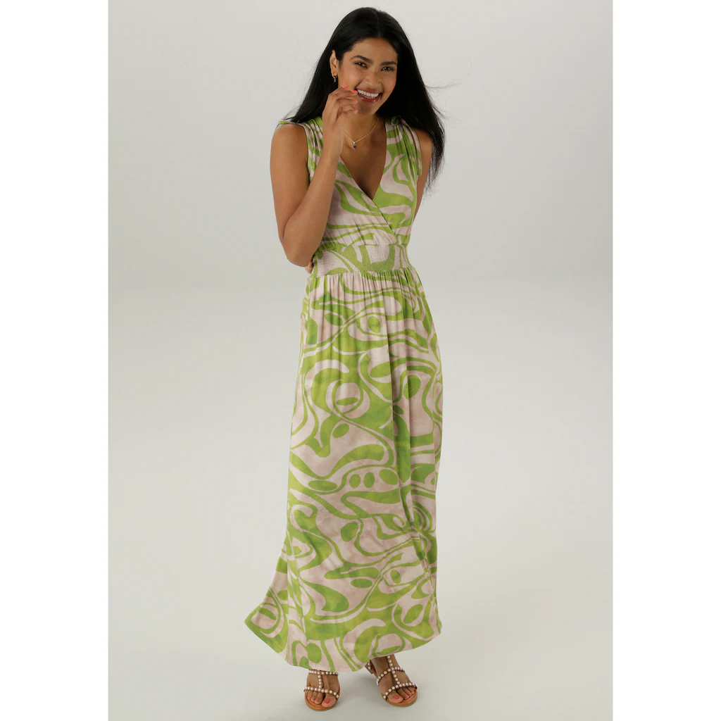 Aniston SELECTED Sommerkleid mit breiten Trägern zum Raffen -NEUE KOLLEKTION Bis zu 65% Rabatt