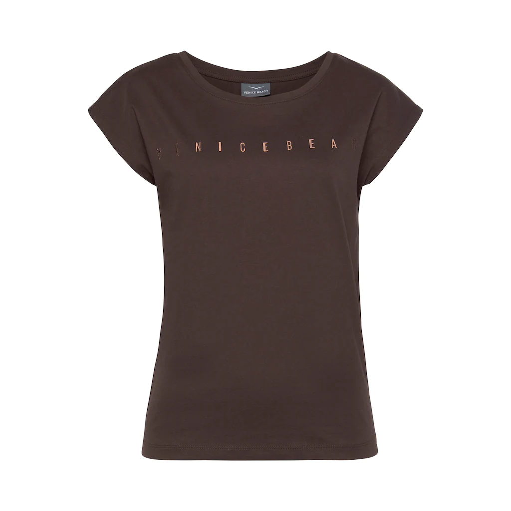 Venice Beach Kurzarmshirt mit glänzendem Logodruck T-Shirt aus Baumwolle Speichern exportieren