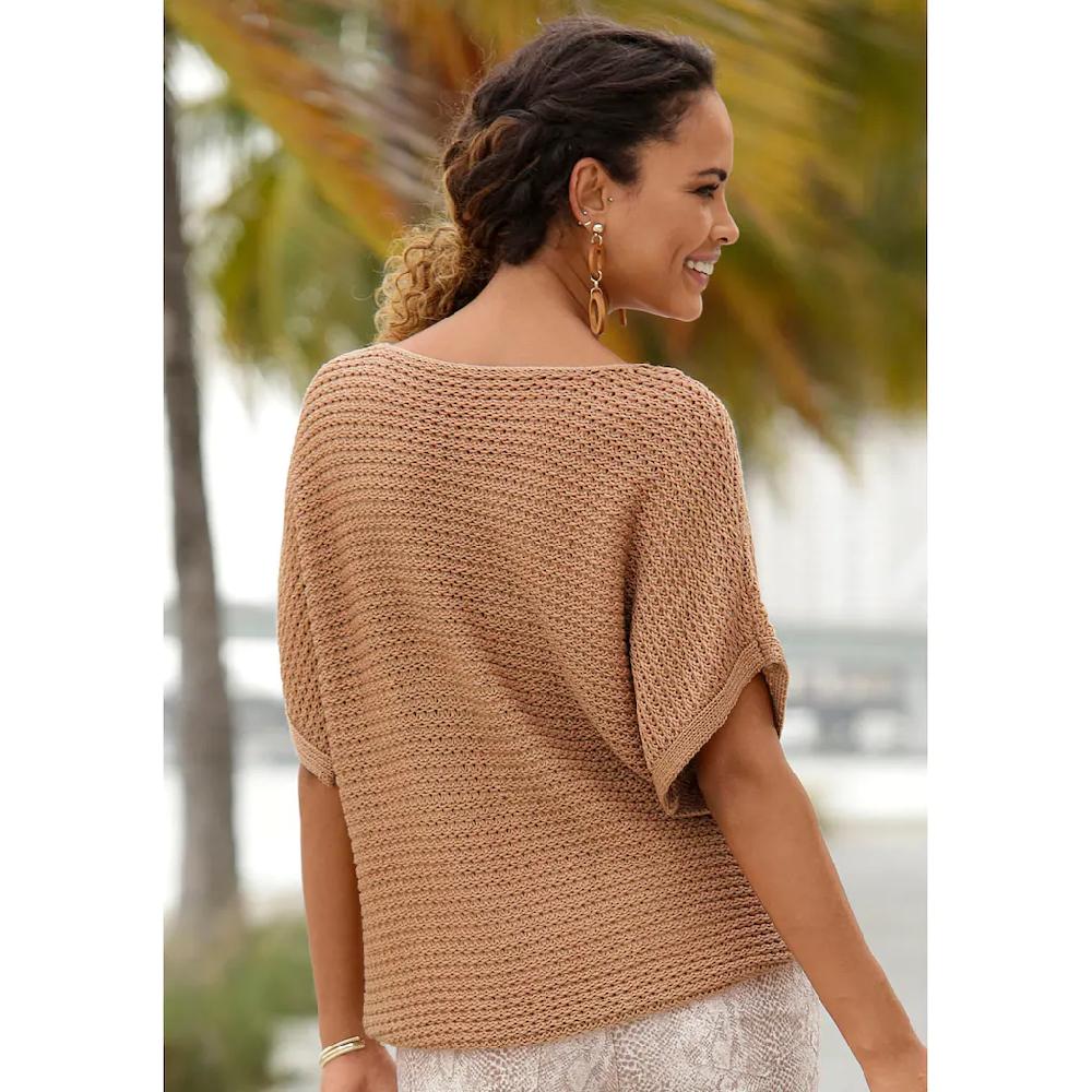 LASCANA Kurzarmpullover in luftigem Ajourstrick Strickpullover sommerlich zollfrei