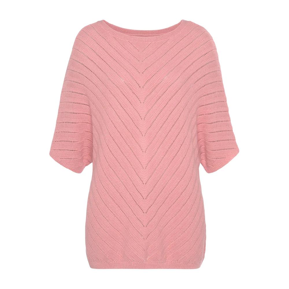 LASCANA Ajourpullover mit kurzen Ärmeln lockerer Strickpullover aus Baumwolle Rabatte dieses Monats