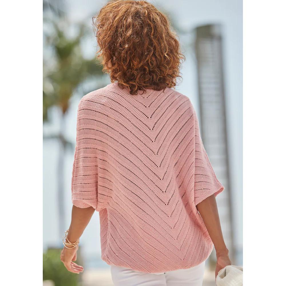 LASCANA Ajourpullover mit kurzen Ärmeln lockerer Strickpullover aus Baumwolle Rabatte dieses Monats