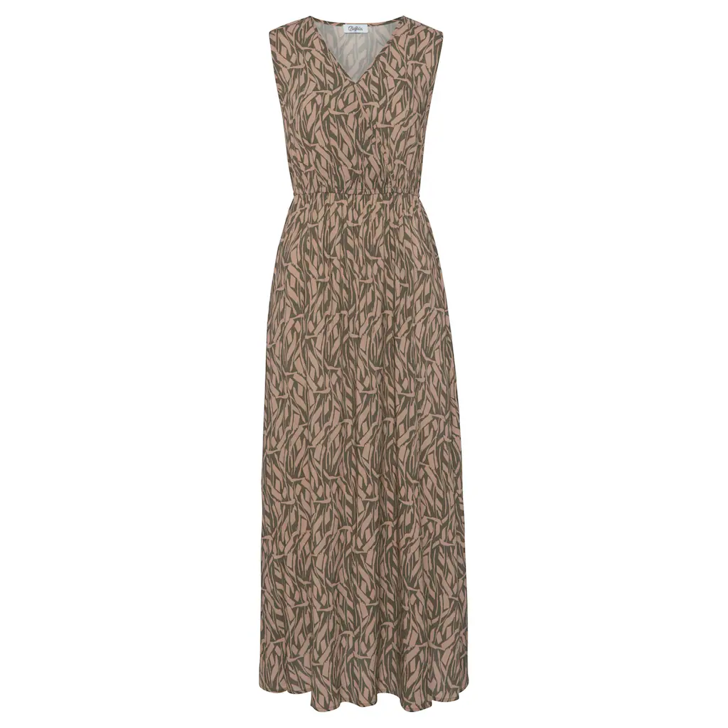 Buffalo Maxikleid im Alloverprint mit V-Ausschnitt und Schlitz Sommerkleid Strandkleid Meist gekauft