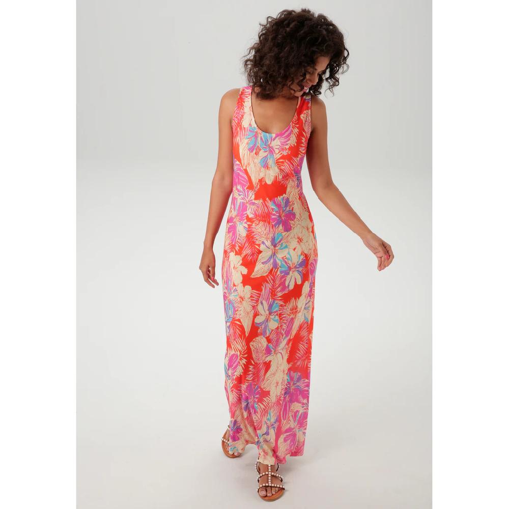 Aniston CASUAL Sommerkleid mit farbenfrohen Blumendruck - jedes Teil ein Unikat - NEUE KOLLEKTION Vatertagsangebot