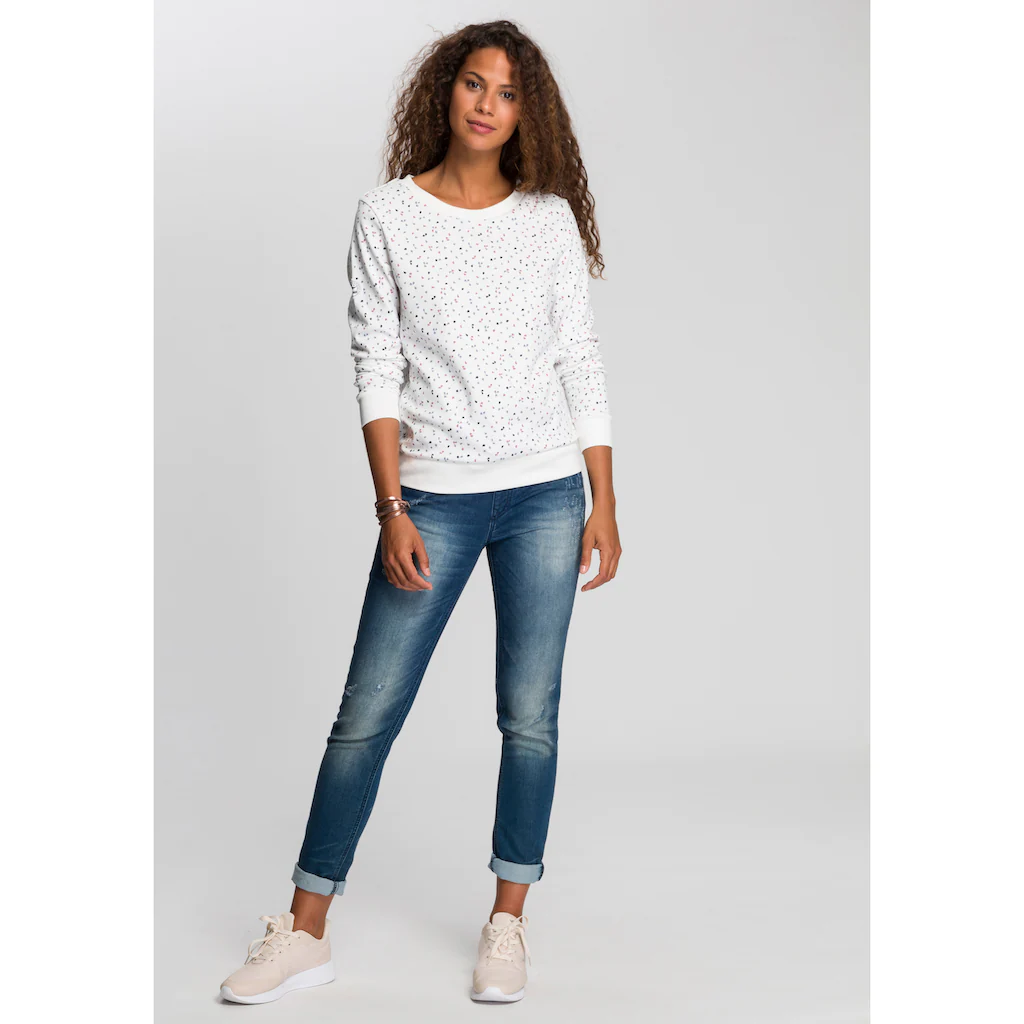 KangaROOS Sweatshirt Langarm bedruckt Rundhalsausschnitt aus Interlockmaterial Valentinstagsangebot
