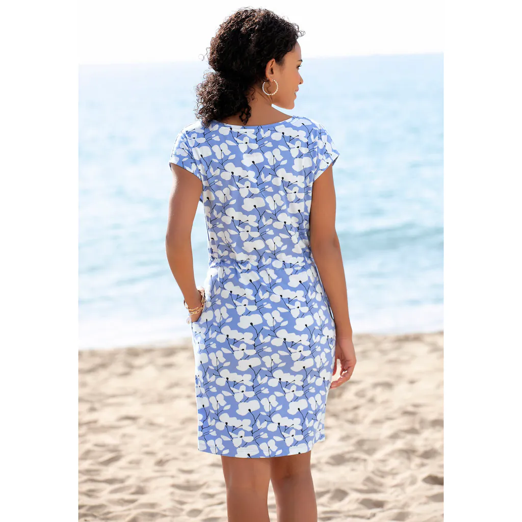 Beachtime Jerseykleid mit Blumenmuster und Taschen Sommerkleid aus Baumwoll-Mix Neuheiten
