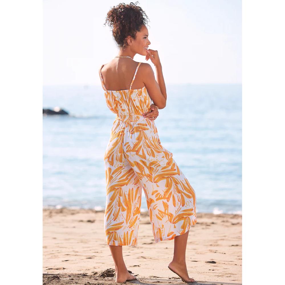 s.Oliver Culotte-Overall mit Alloverdruck sommerlicher Jumpsuit mit extraweitem Bein Super Sparpreis