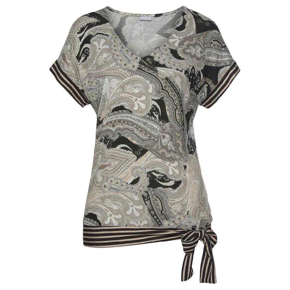 LASCANA Kurzarmshirt mit Paisleyprint und Schleifendetail V-Ausschnitt Blusenshirt Wochenangebot