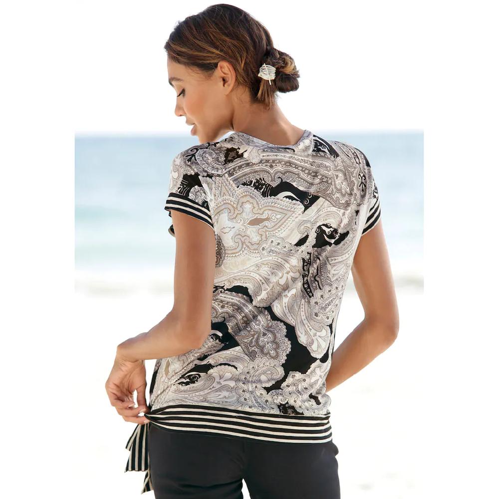 LASCANA Kurzarmshirt mit Paisleyprint und Schleifendetail V-Ausschnitt Blusenshirt Wochenangebot