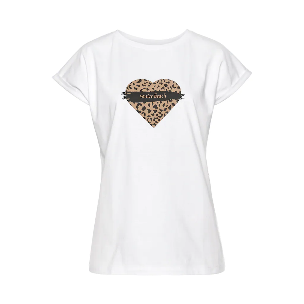 Venice Beach Kurzarmshirt mit Frontprint T-Shirt aus Baumwolle lockere Passform Zeitbegrenzte Promotion