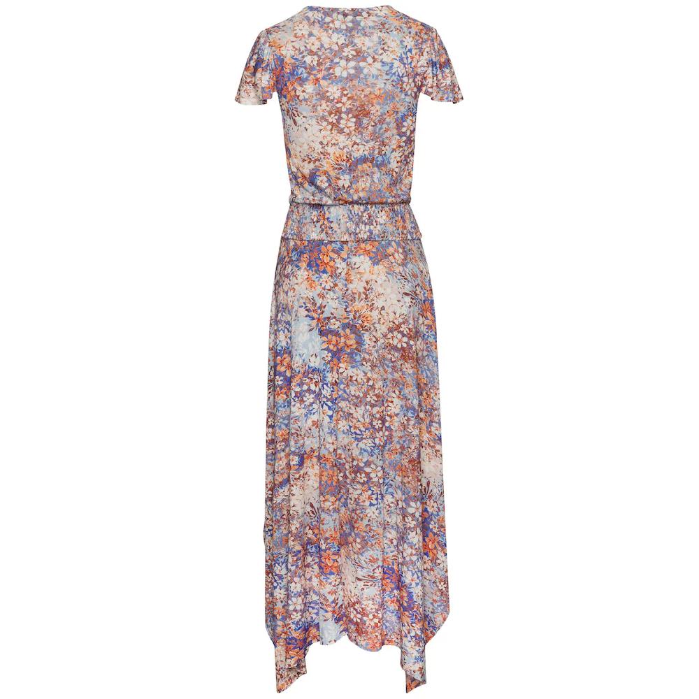 Buffalo Maxikleid mit asymmetrisch fallendem Saum Sommerkleid mit Alloverprint Vierteljährliche Förderung