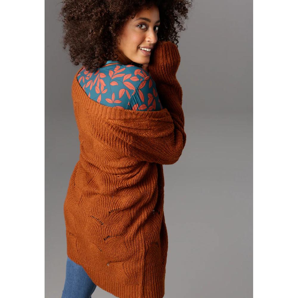 Aniston SELECTED Longstrickjacke mit Lochstrick-Muster Super Rabatt