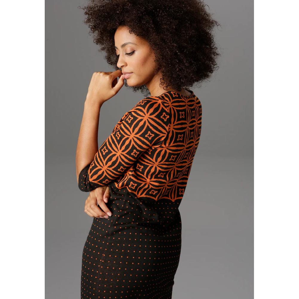 Aniston SELECTED Jerseykleid mit modernem Muster- und Punkte-Design zollfrei