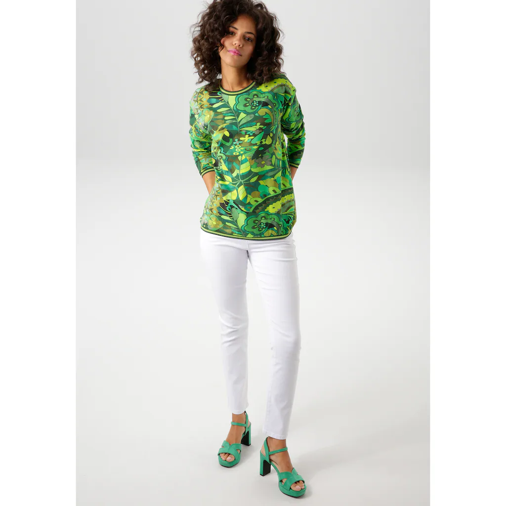 Aniston CASUAL Sweatshirt mit extravagantem Druck im Batik-Dessin - NEUE KOLLEKTON Günstiger Verkauf
