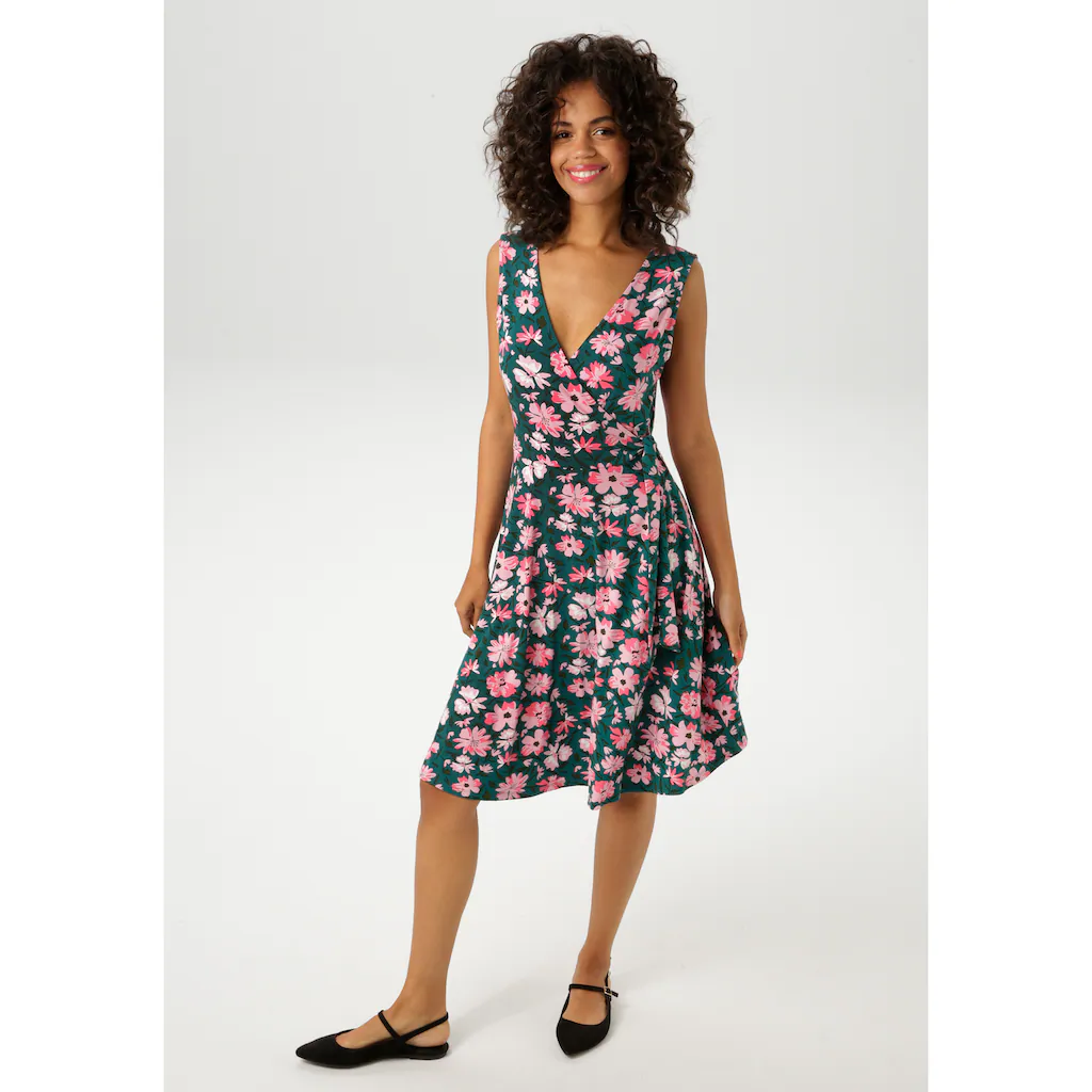 Aniston CASUAL Sommerkleid mit malerischen Blumendruck - jedes Teil ein Unikat - NEUE KOLLEKTION Blitzverkäufe