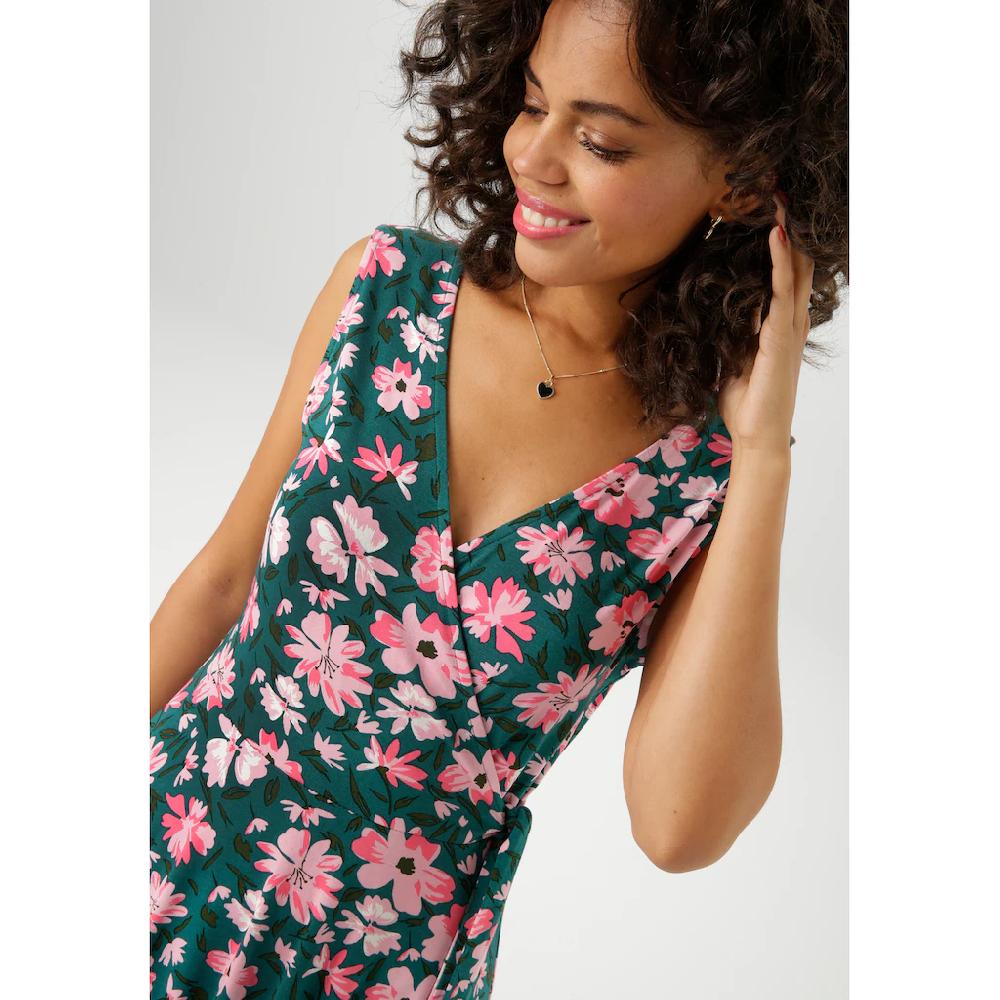 Aniston CASUAL Sommerkleid mit malerischen Blumendruck - jedes Teil ein Unikat - NEUE KOLLEKTION Blitzverkäufe
