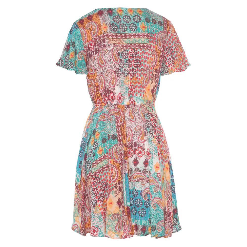 LASCANA Druckkleid aus gekreppter Viskose farbenfrohes Sommerkleid Strandkleid Kostenloser Versand