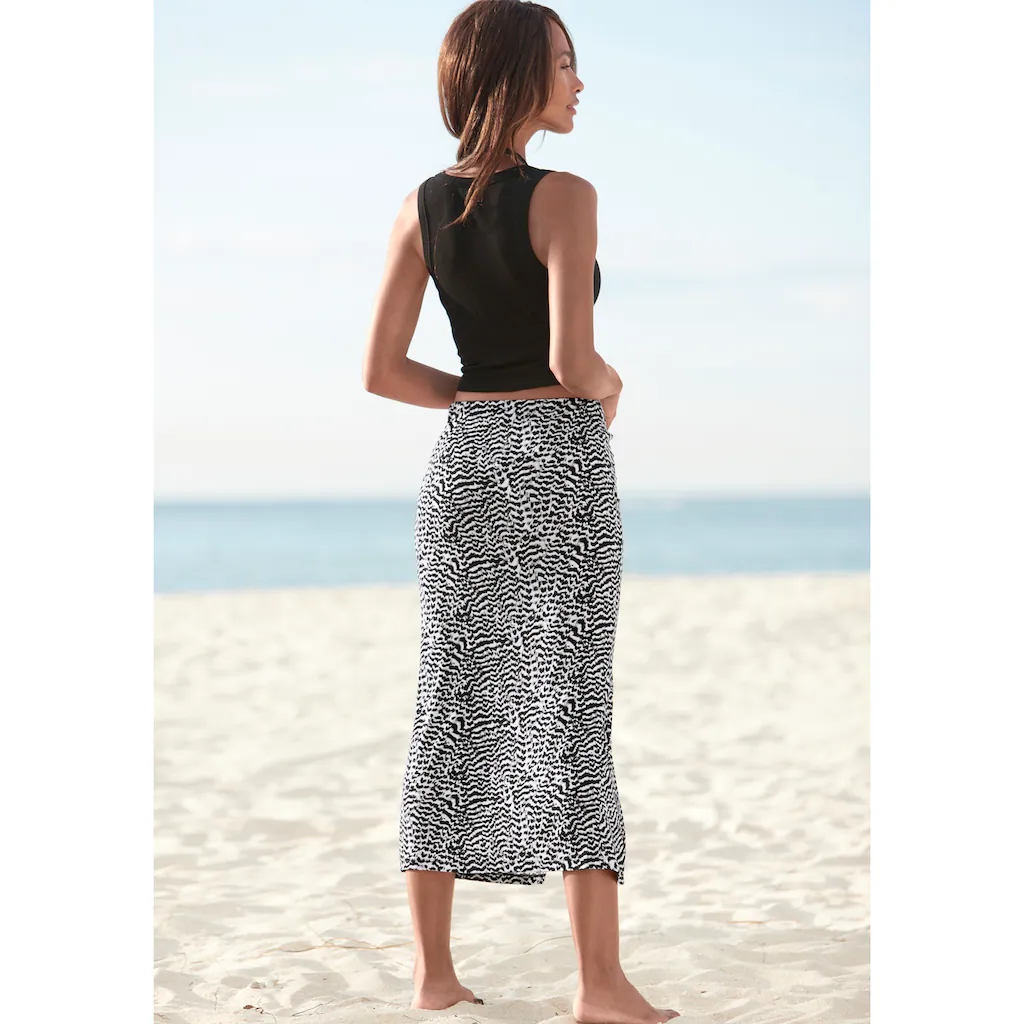 Vivance Midirock mit seitlicher Raffung und Schlitz Jerseyrock in Animalprint Flash Sale
