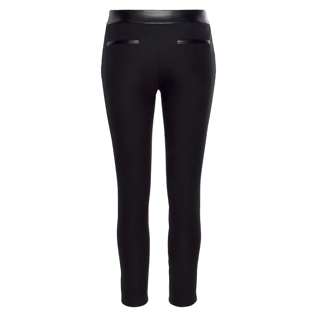 LASCANA Stretch-Hose mit Einsätzen aus Lederimitat elegante Jerseyhose casual-chic Cyber Monday