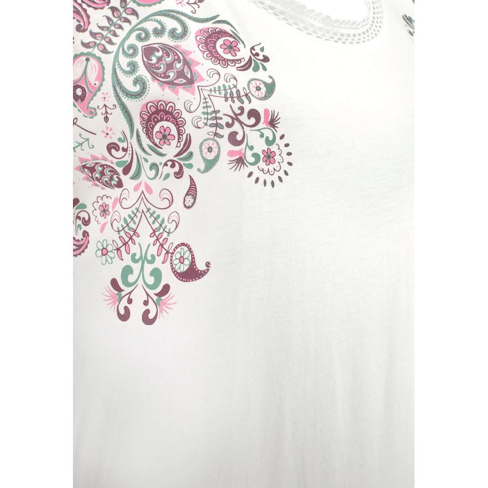 Beachtime Kurzarmshirt »mit Print und zarter Spitze am Ausschnitt« aus weicher Viskose-Baumwoll-Qualität Muttertagsangebot