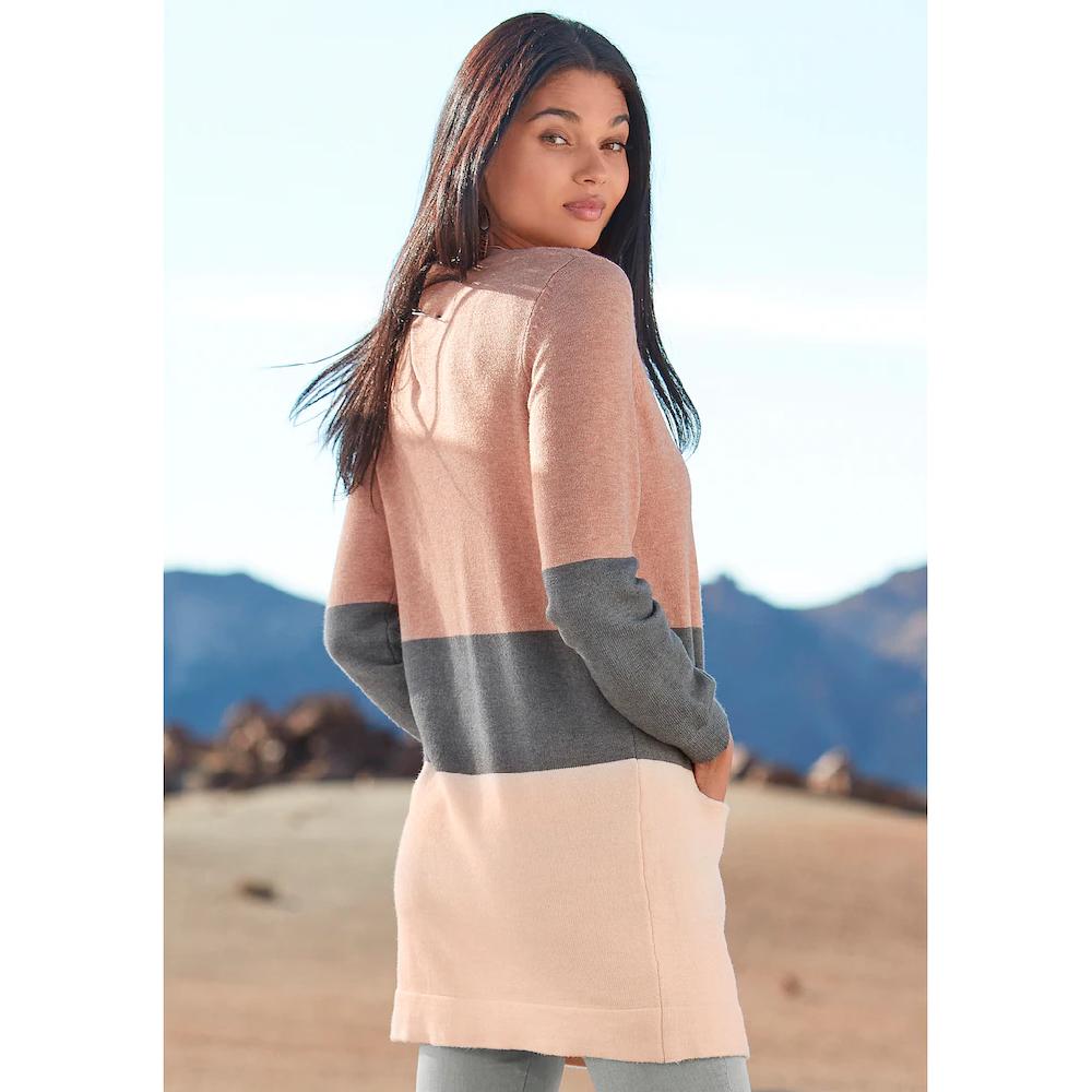Vivance Cardigan mit Colorblock-Optik und Taschen lange Strickjacke Vatertagsangebot