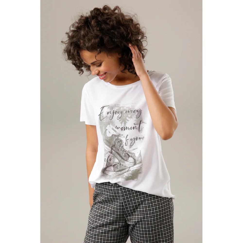 Aniston CASUAL Shirtbluse mit Glitzersteinchen verzierter Frontdruck Große Rabatte