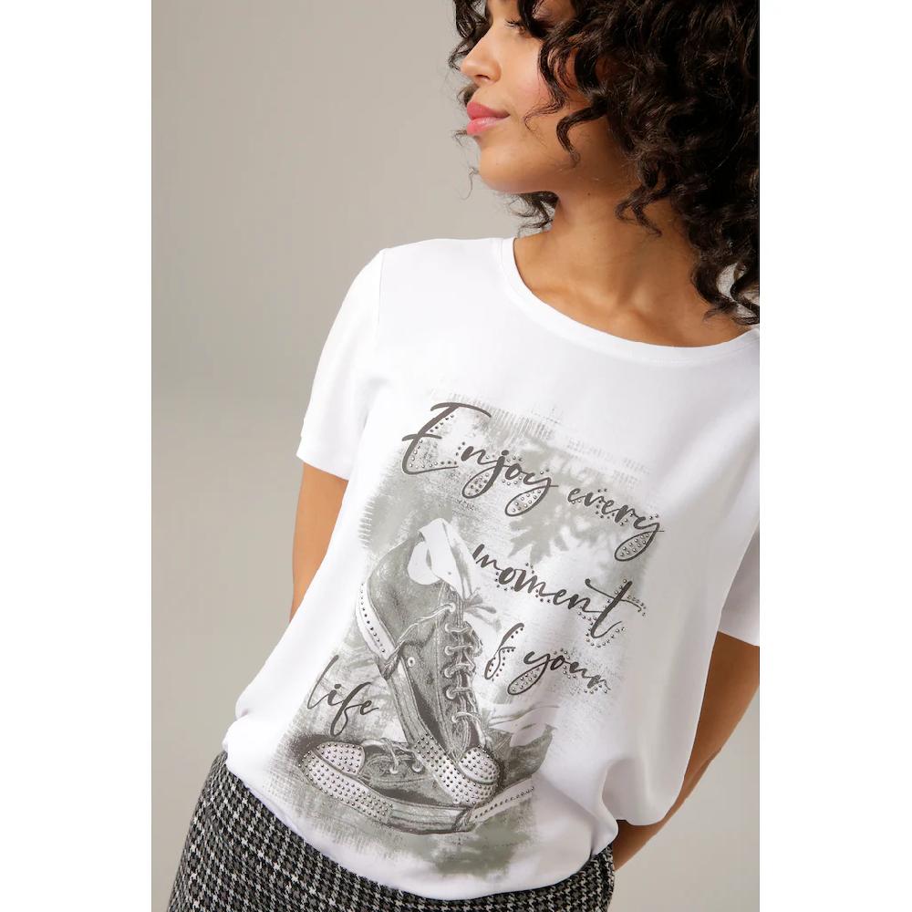 Aniston CASUAL Shirtbluse mit Glitzersteinchen verzierter Frontdruck Große Rabatte