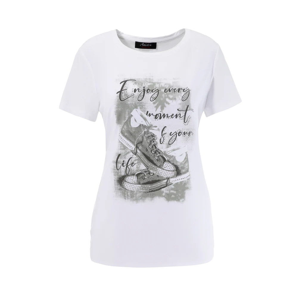 Aniston CASUAL Shirtbluse mit Glitzersteinchen verzierter Frontdruck Große Rabatte