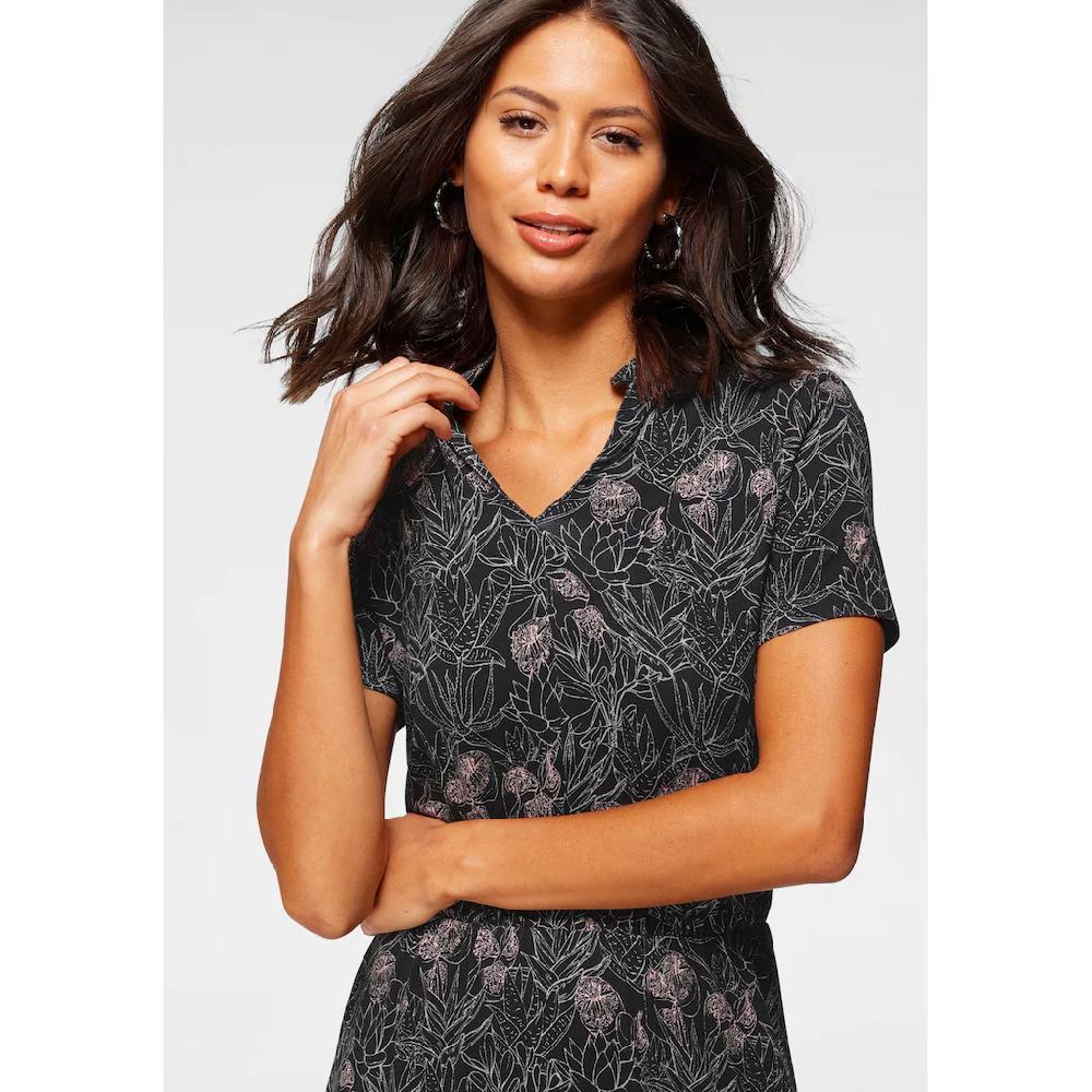 Laura Scott Jerseykleid wadenlang geblümtes Design aus Single Jersey mit Stehkragen Riesige Ersparnisse