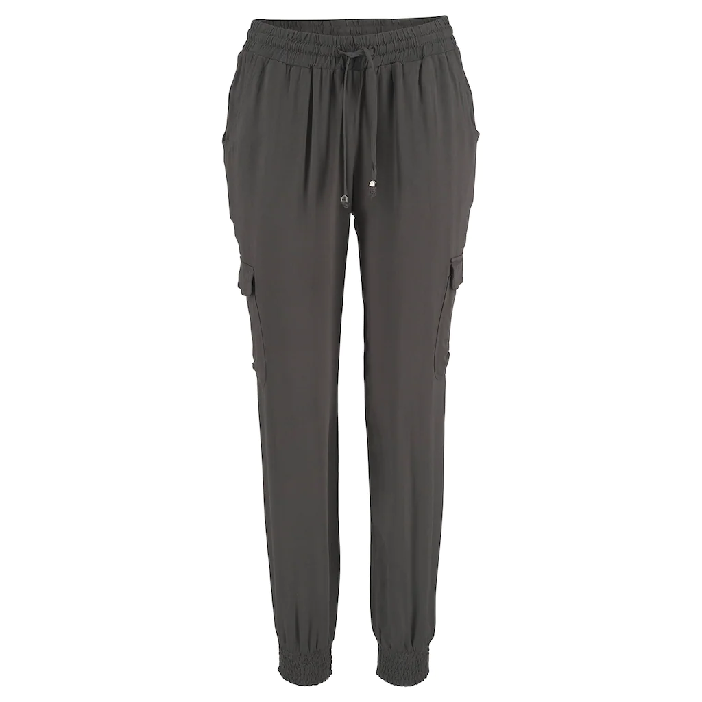 LASCANA Schlupfhose aus gewebter Viskose mit Taschen Stoffhose Cargohose Tiefpreis
