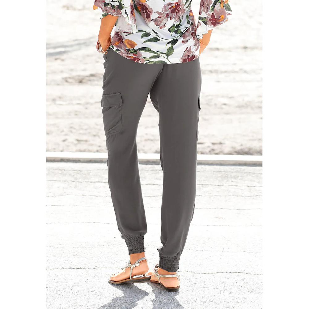 LASCANA Schlupfhose aus gewebter Viskose mit Taschen Stoffhose Cargohose Tiefpreis