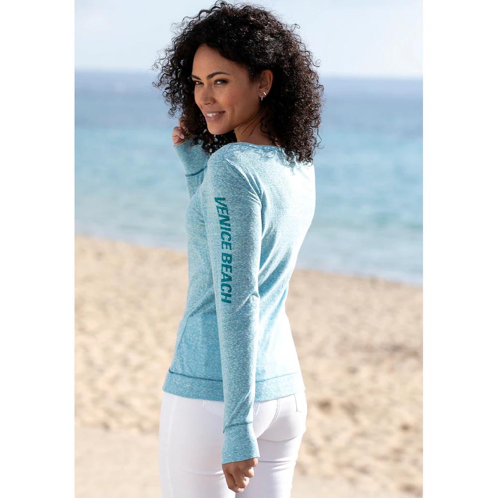 Venice Beach Langarmshirt mit sportlichem Logoprint sportlich-casual Sonderangebot der Fabrik
