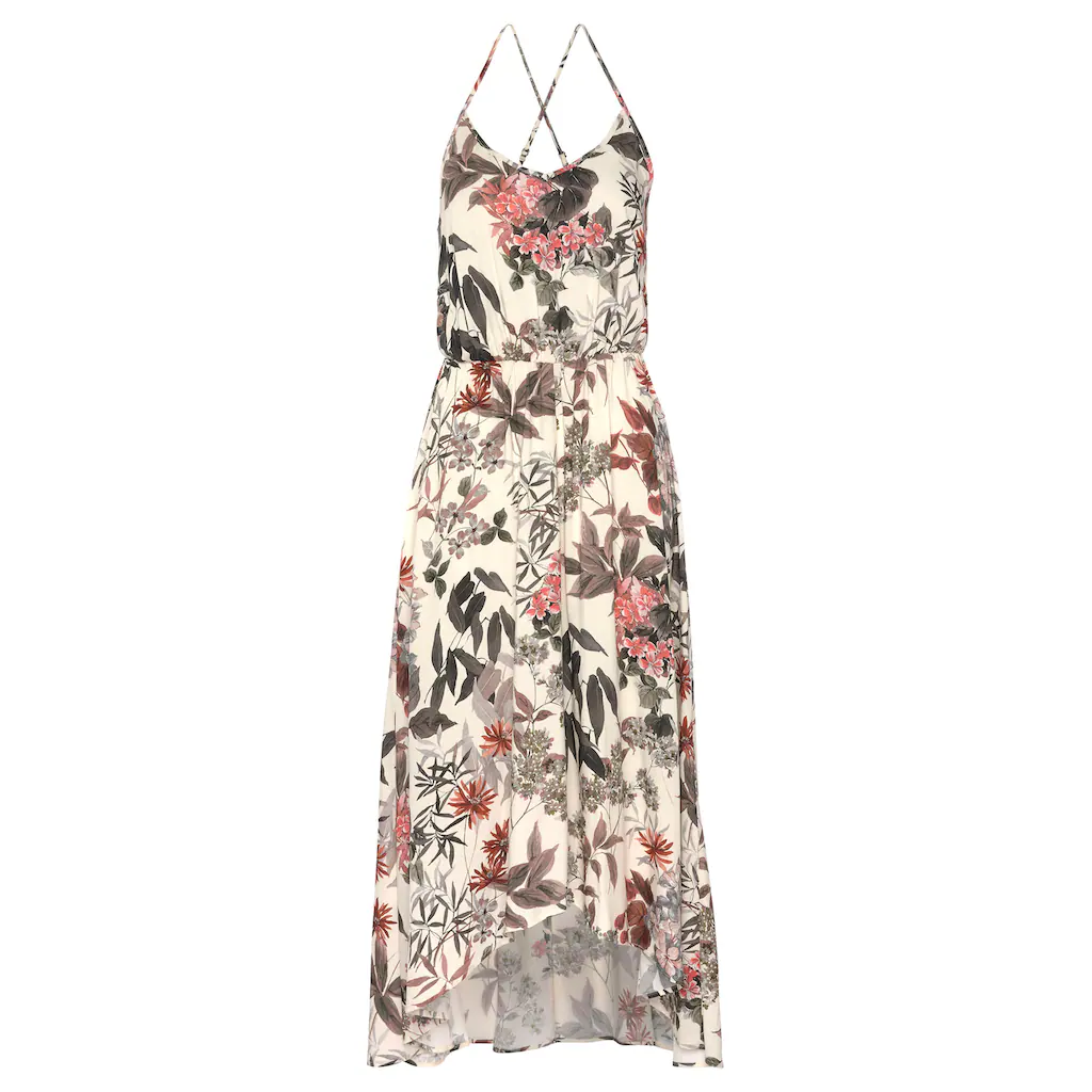 LASCANA Maxikleid mit Blumenprint leichtes Sommerkleid im Vokuhila-Stil Strandkleid Kostenloser Versand international