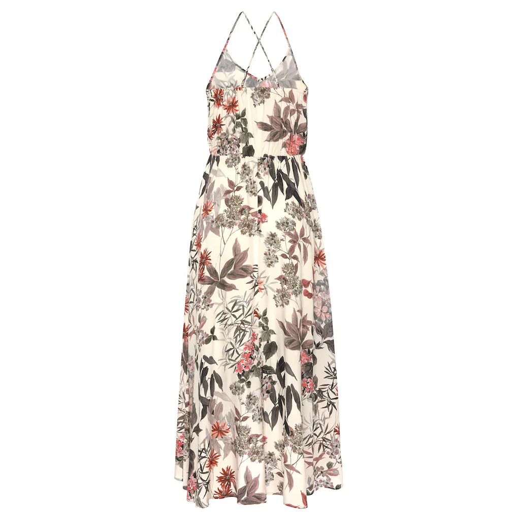 LASCANA Maxikleid mit Blumenprint leichtes Sommerkleid im Vokuhila-Stil Strandkleid Kostenloser Versand international