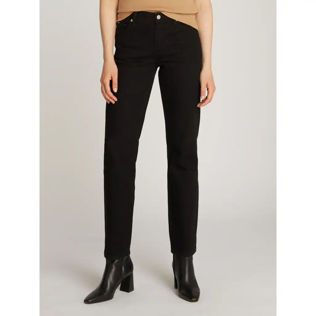 Tommy Hilfiger Straight-Jeans »CLASSIC STRAIGHT RW ECRU« mit Logo-Badge in Knöchellänge Begrenzt auf 3 Tage