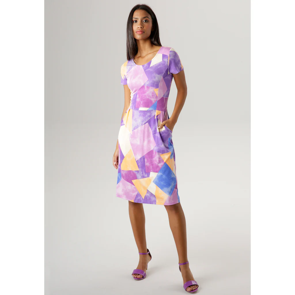 Aniston SELECTED Sommerkleid mit farbenfrohem Druck und praktischen Taschen 50% Rabatt für begrenzte Zeit