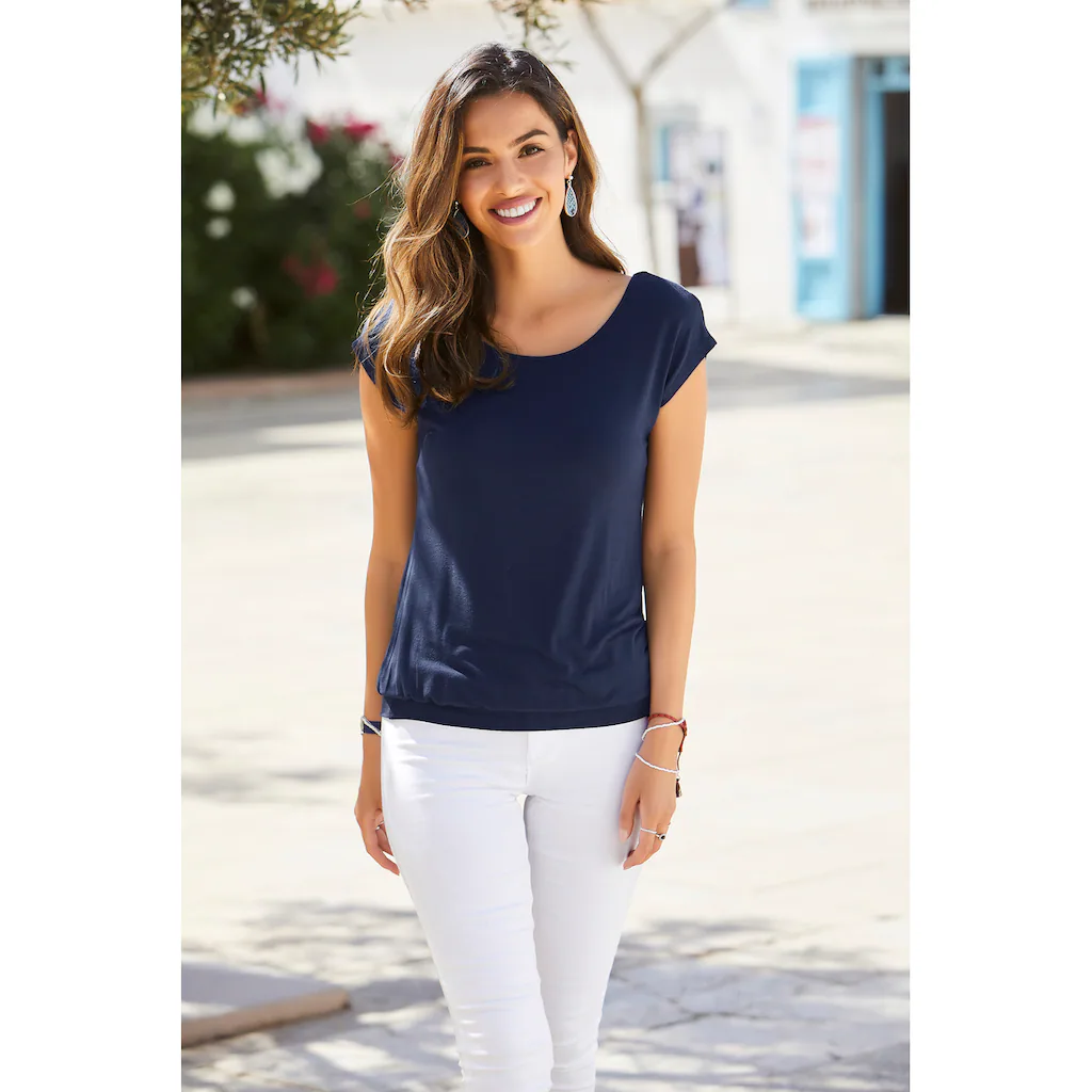 LASCANA Longshirt »mit breitem Bund« aus weichem Viskose-Stretch Outlet