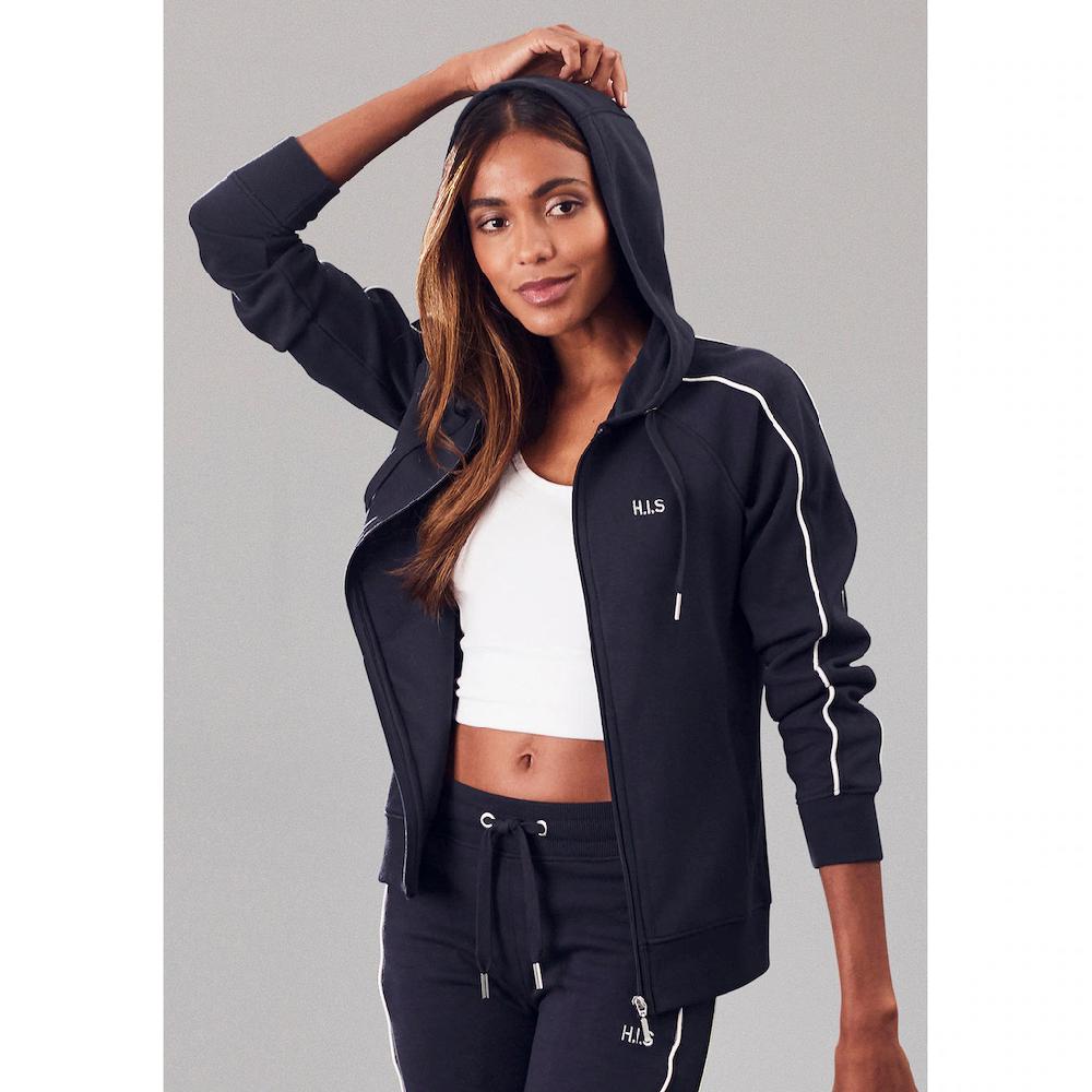 H.I.S Kapuzensweatjacke mit Piping an den Ärmeln Loungeanzug Angebote