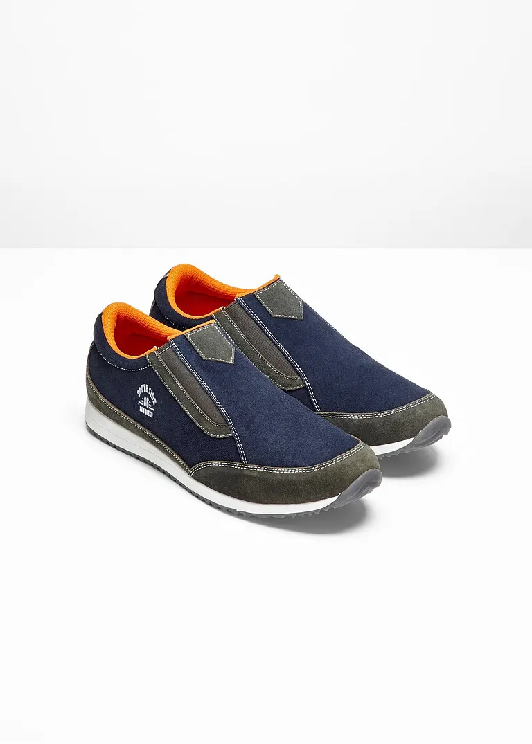 bonprix Stylisher Lederslipper mit Elastikeinsatz am Spann - blau Neueste Mode