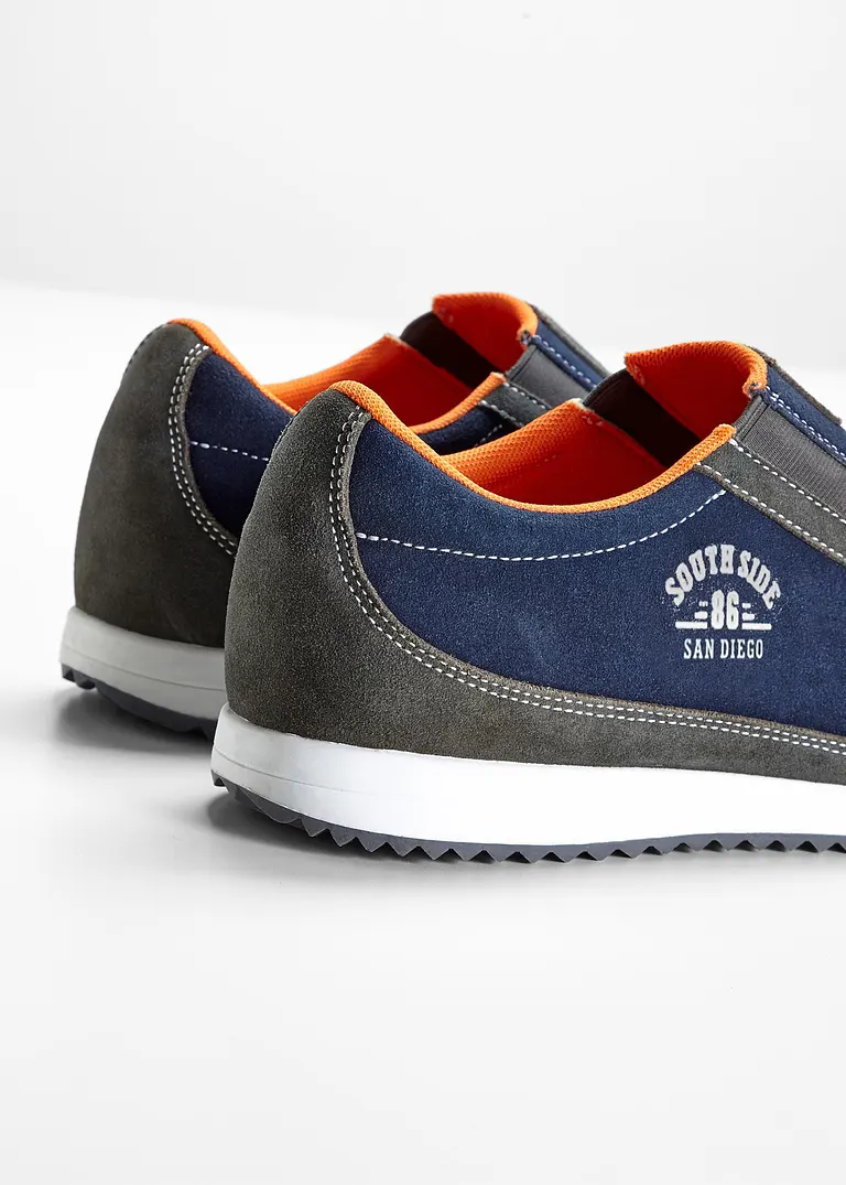 bonprix Stylisher Lederslipper mit Elastikeinsatz am Spann - blau Neueste Mode