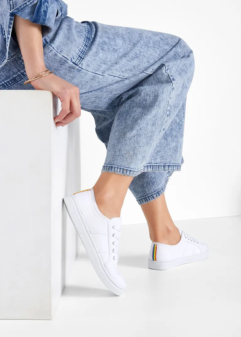 bonprix Modischer Sneaker mit Regenbogen Detail - weiß - Damen Zeitlich begrenztes Angebot