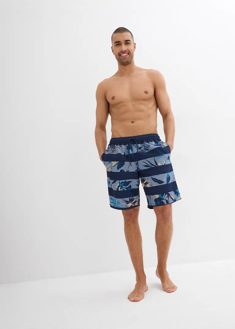 bonprix Modische Badeshorts mit schönem Druck - blau - Herren Nur noch ein Tag übrig